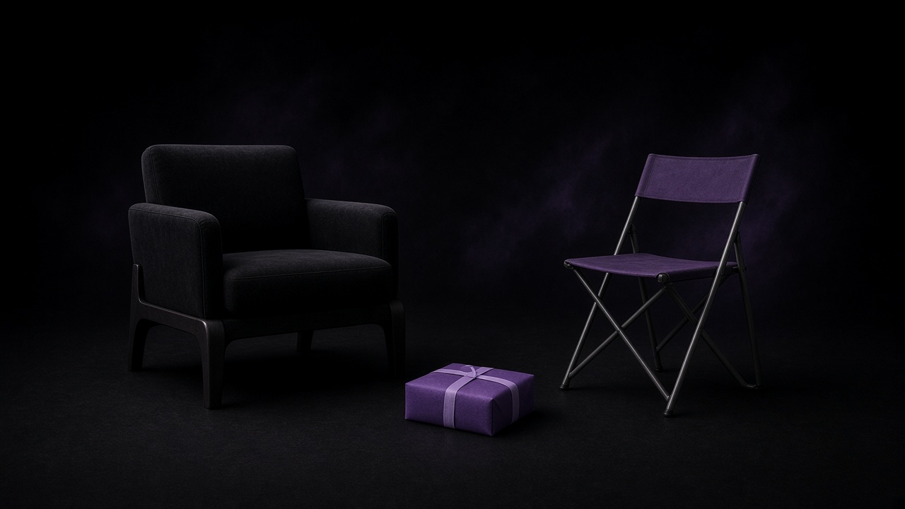 Two empty chairs permanent vs temporary with sealed seat card - Motto x Beyond Chiefs