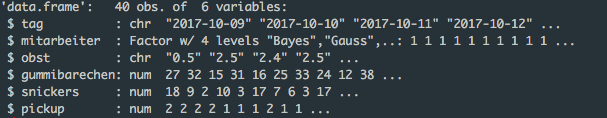 Datensturktur in R - vorher
