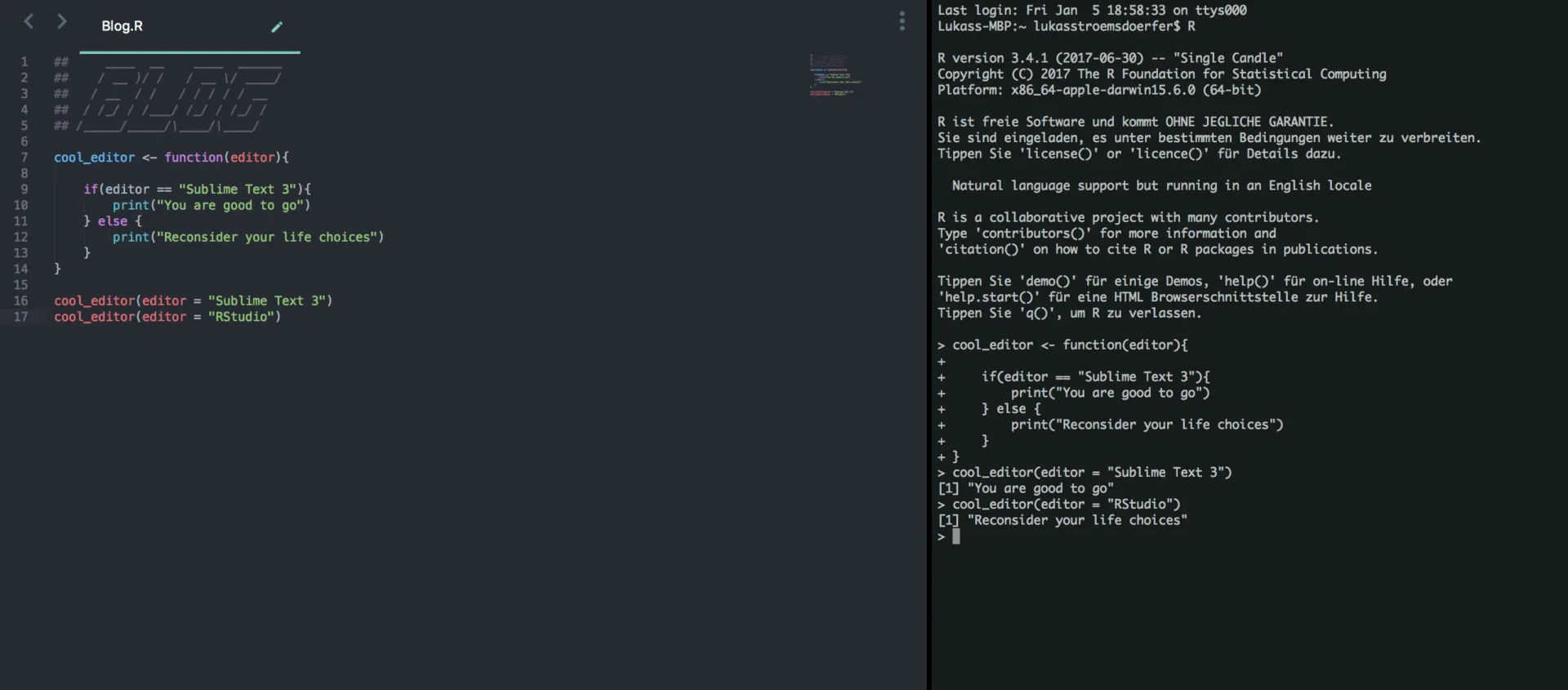 sublime R Code