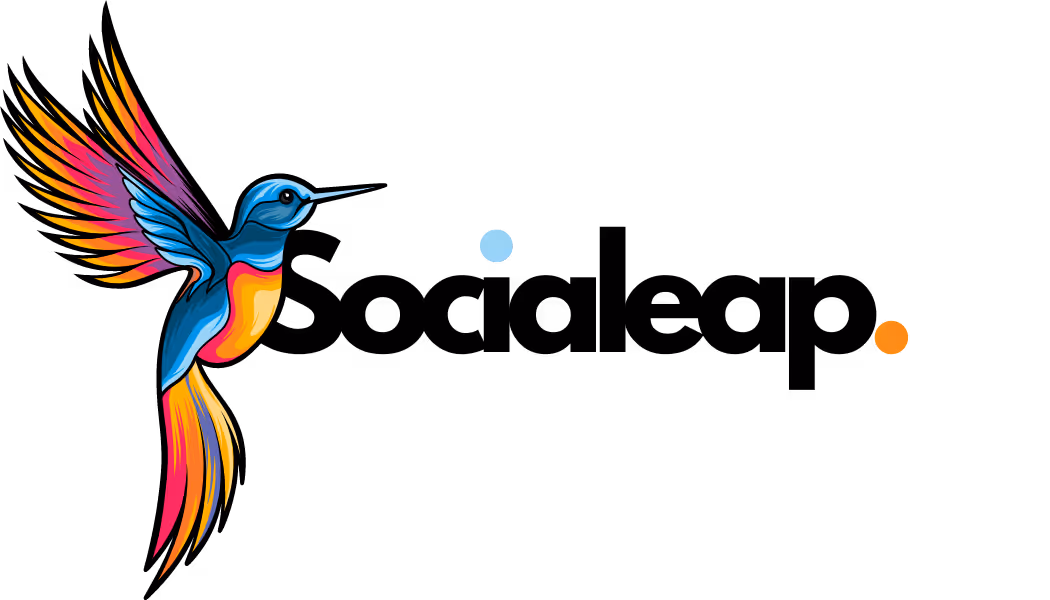 Socialeap Logo, including the letters of the agency name and a humming-bird.