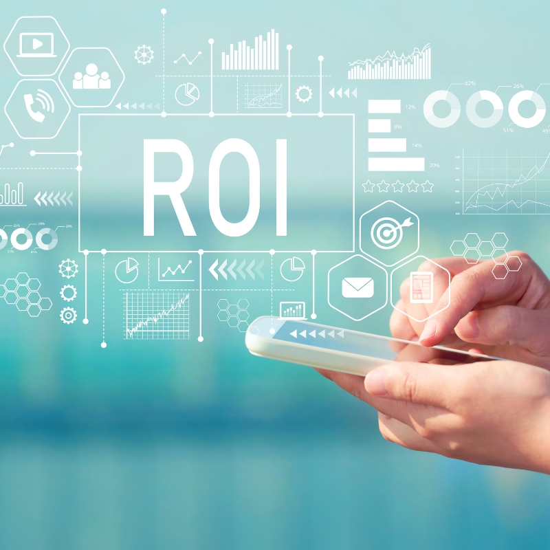 [background image] image of a digital display screen with marketing visuals (for a ai marketing tech company)