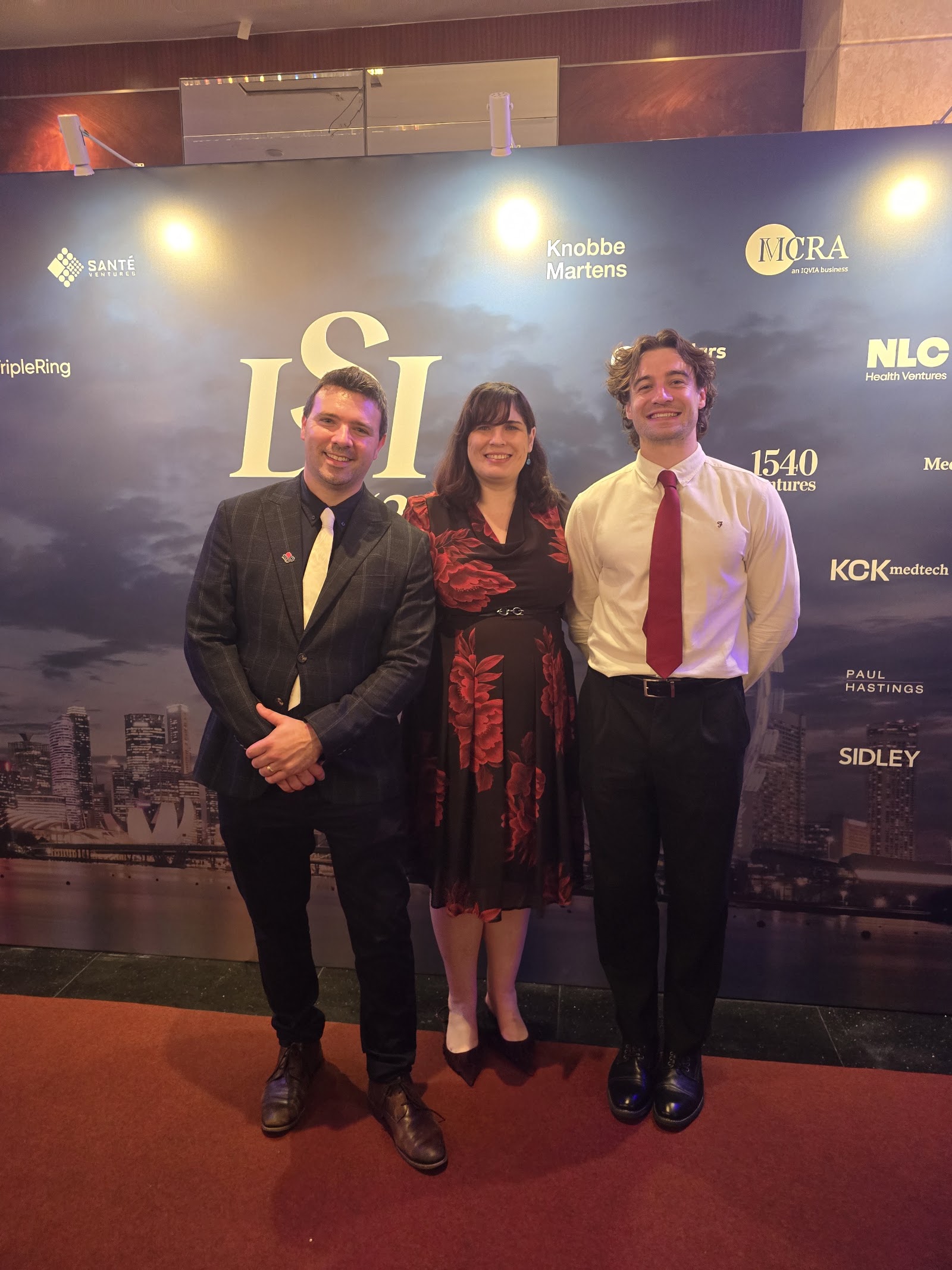 Michael Challenor, Carly Hardy and Davey Kelly at the LSI Asia opening gala dinner