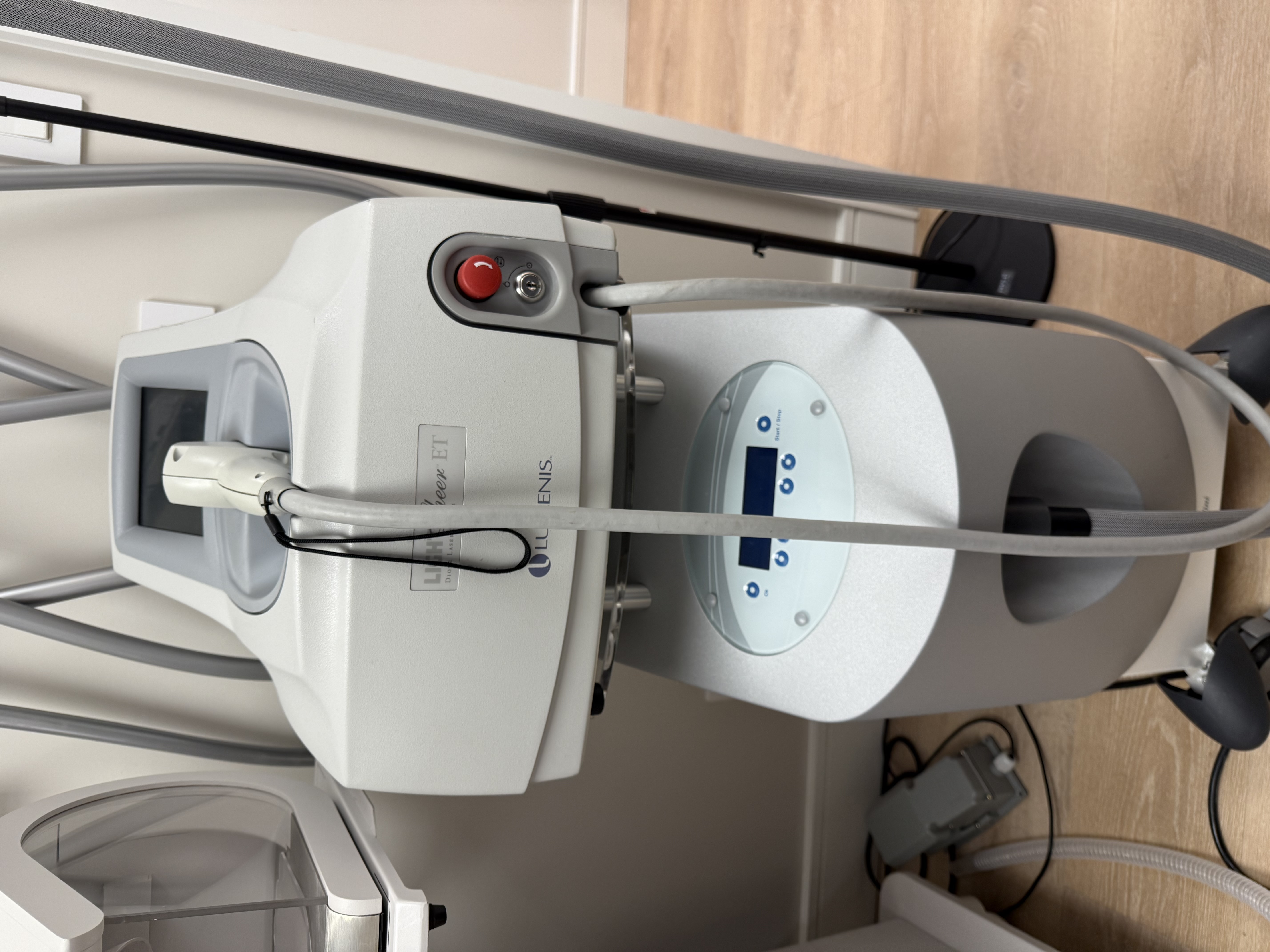 Laser hair removal handpiece in a treatment room