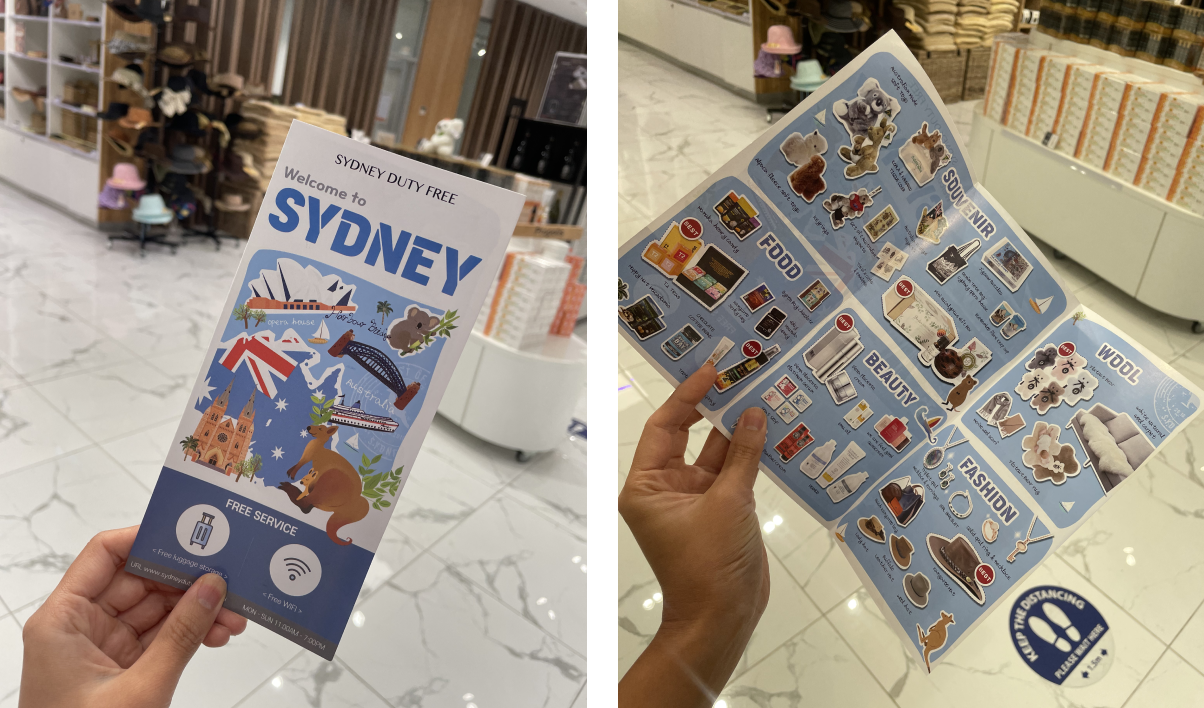 sydney duty free leaflet printed design