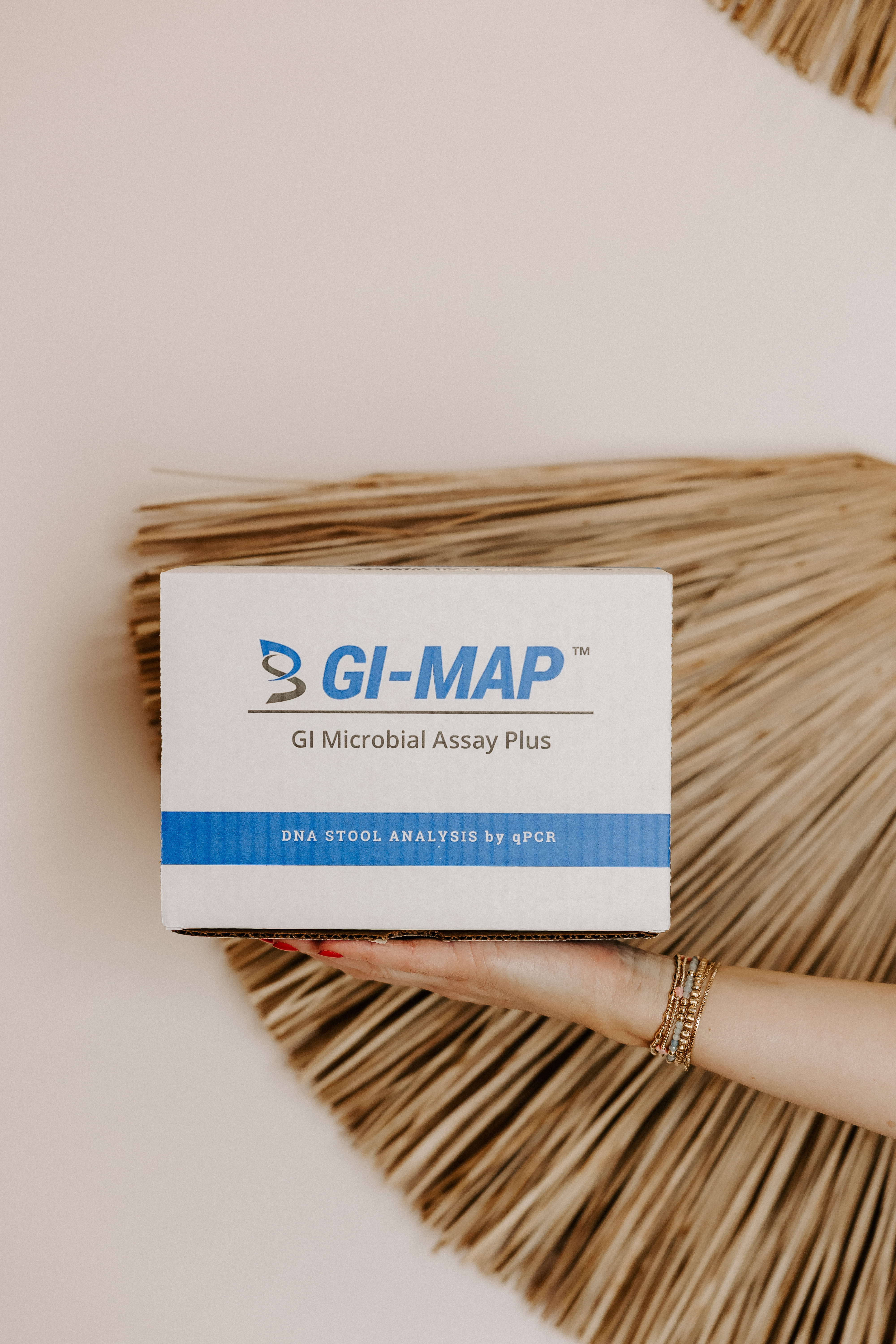 A hand holds a box labeled "GI Map" against a decorative background