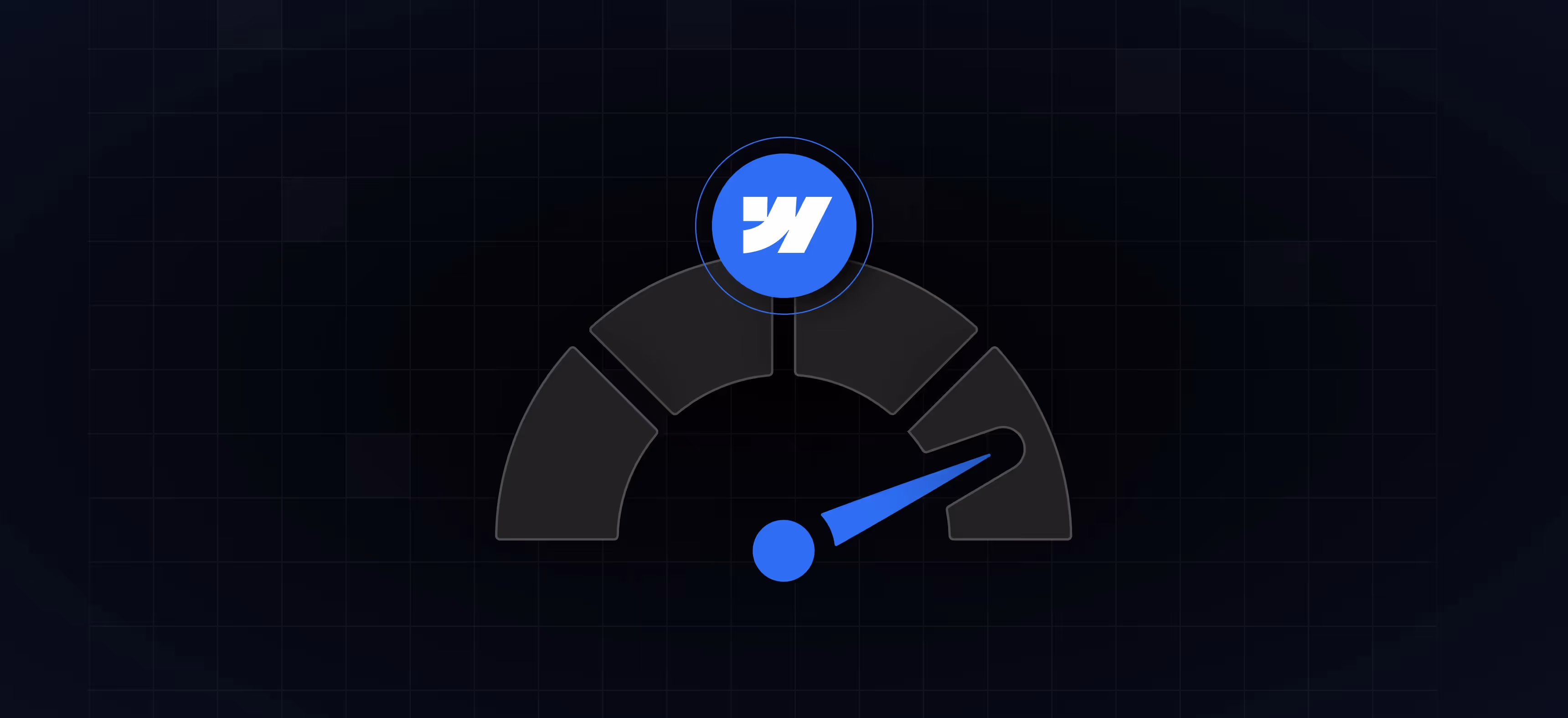 Blue and black speedometer icon with W logo showing performance metrics