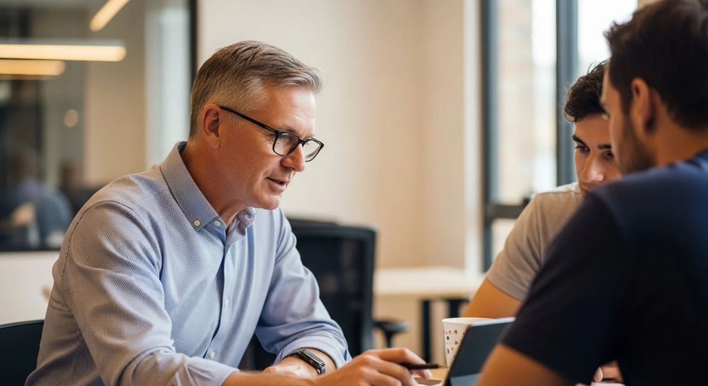 Start-up advisors working with start-up business to grow the company
