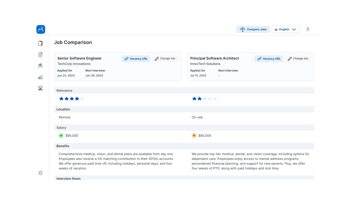 Job Comparison Tool screenshot