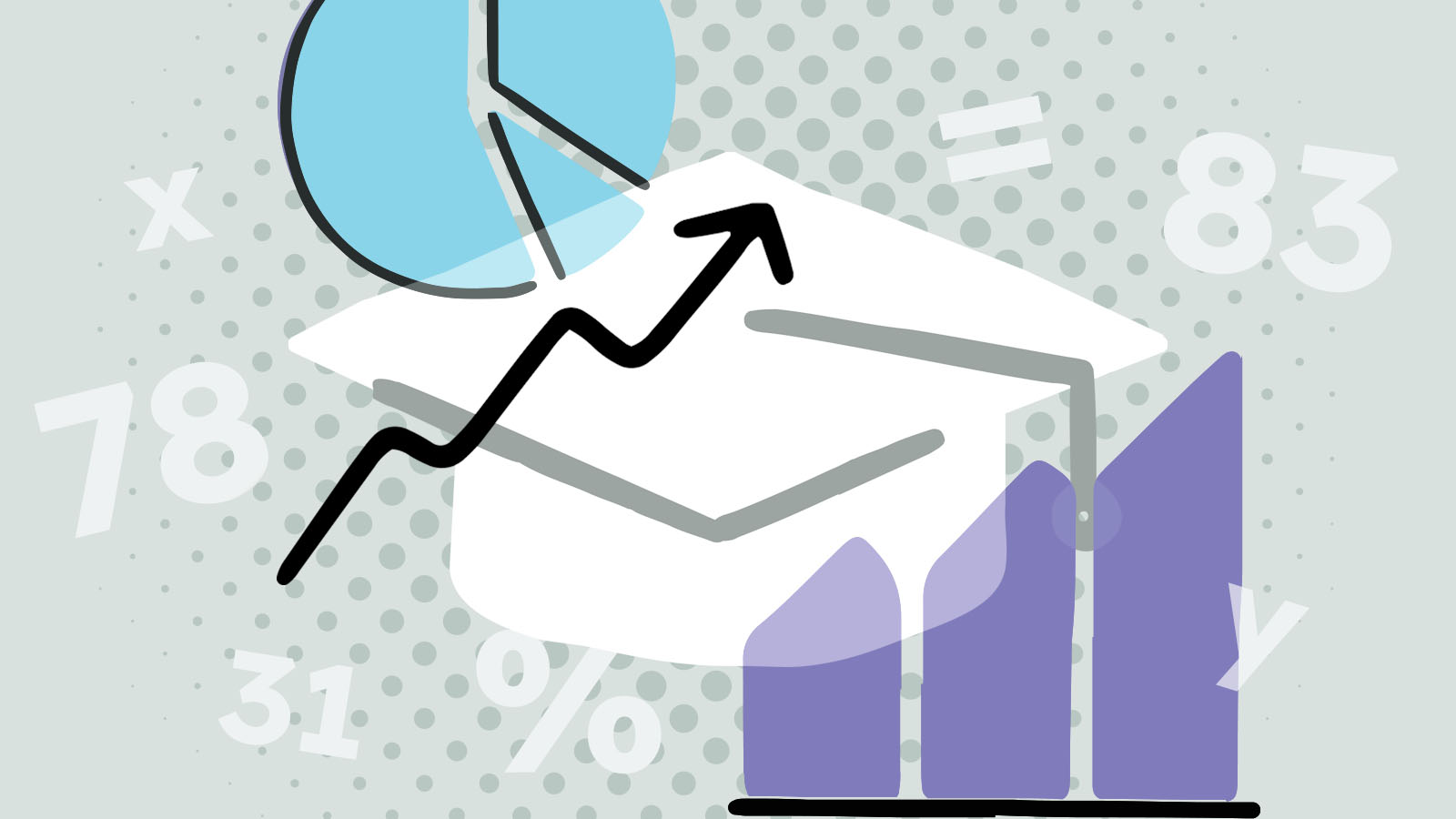 charts overlayed on a graduation cap