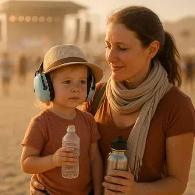 Desert festival with earmuffs