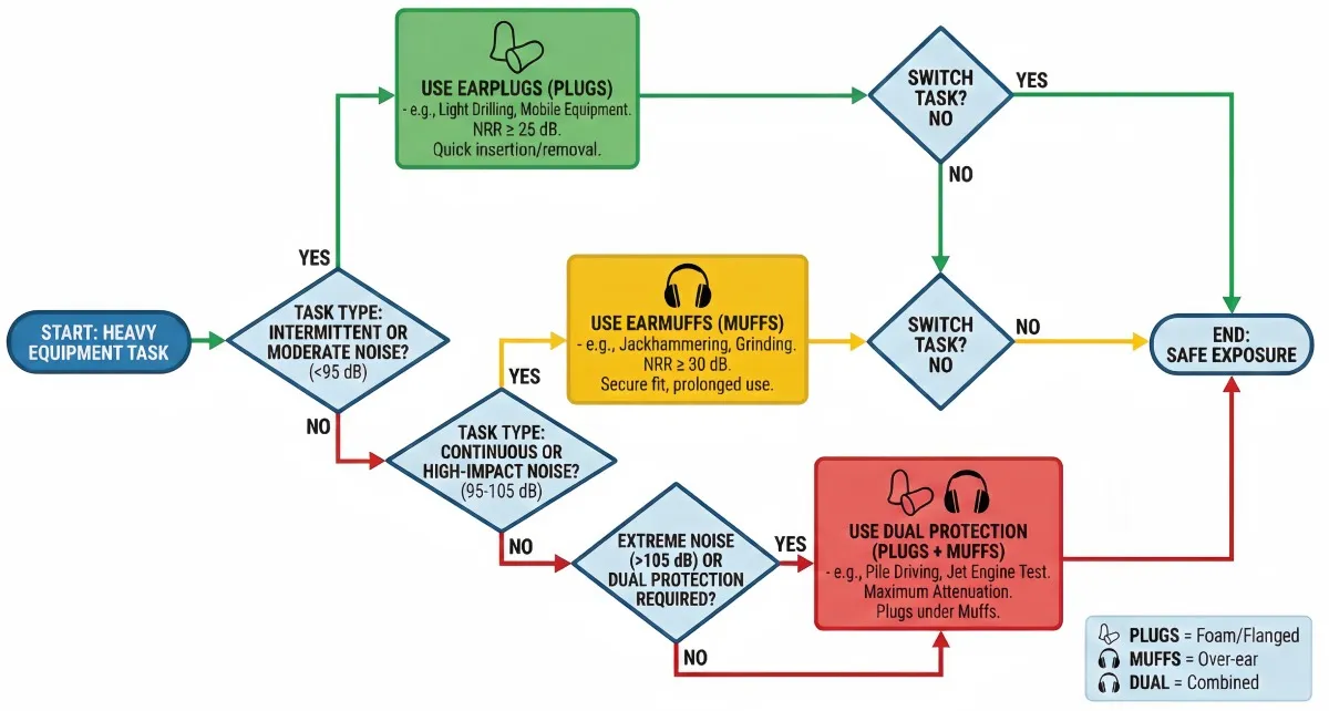 Task-based hearing protection rules for heavy equipment work