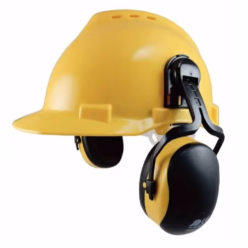 Dielectric non-conductive slot-mount helmet earmuff