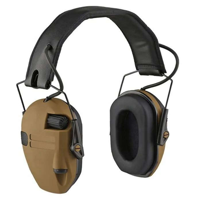 HQ-EE460 low-profile electronic earmuffs in tan