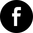 Facebook logo white lowercase 'f' on black background.