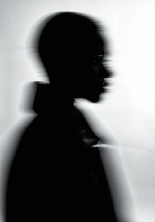 Female Side Profile Image, Black and White