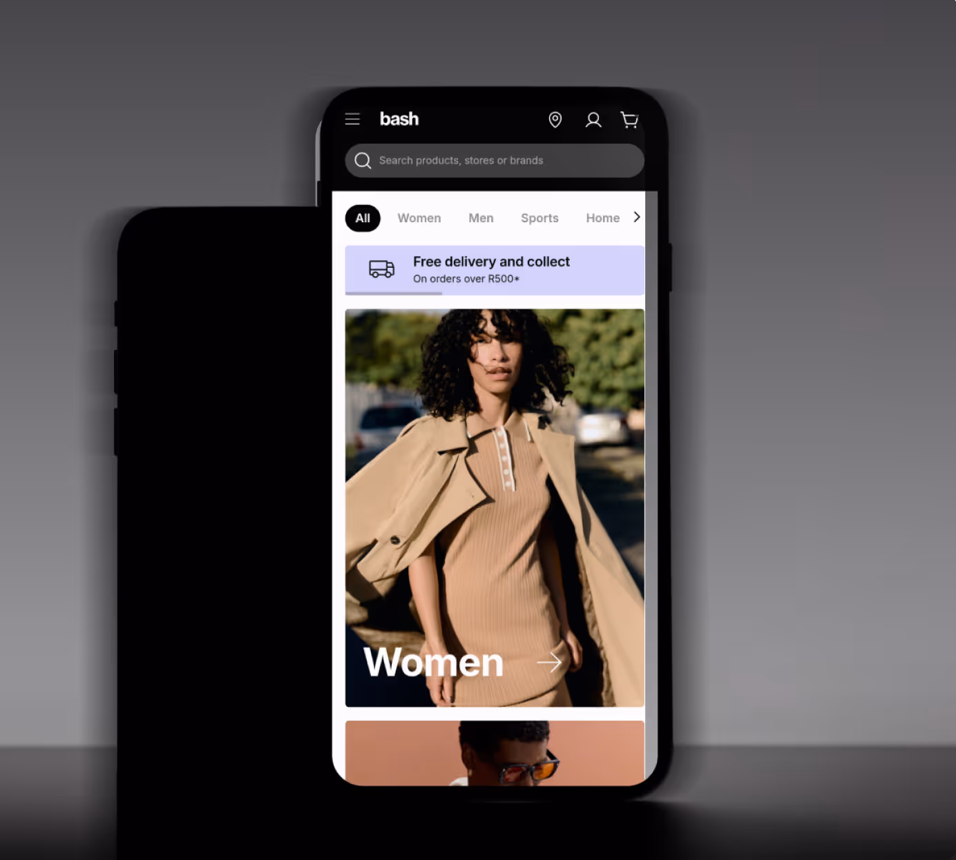 phone screen with woman in beige coat