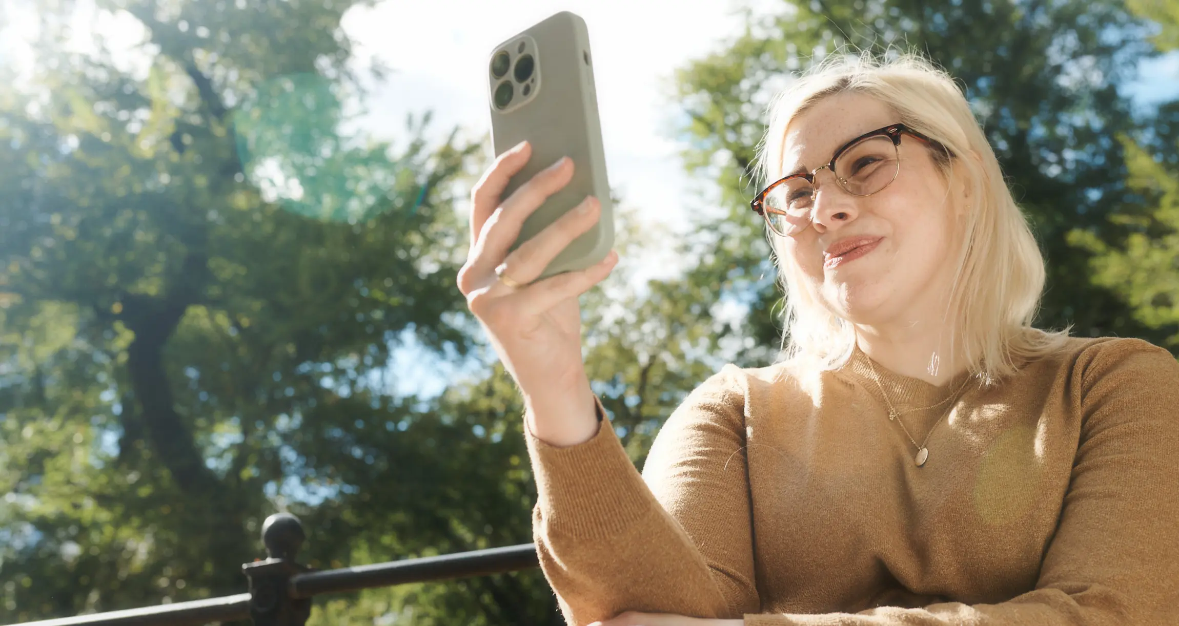 Woman looking at her phone.