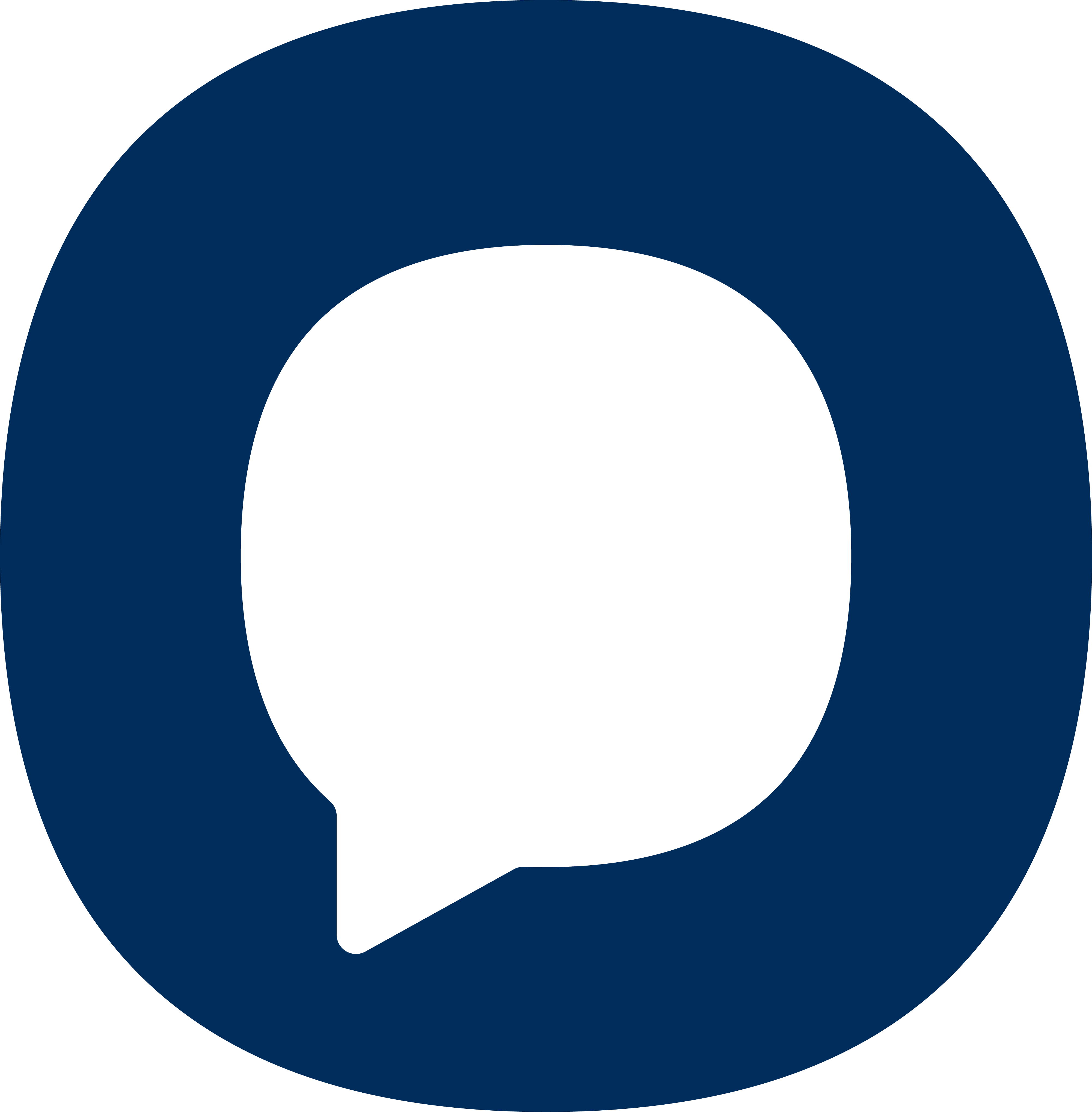 Navy blue chat bubble icon with a white circular outline on a transparent background.