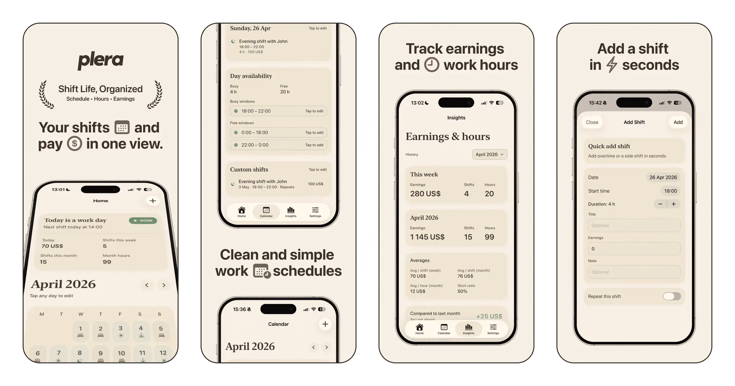 Shift Work Calendar: Plera