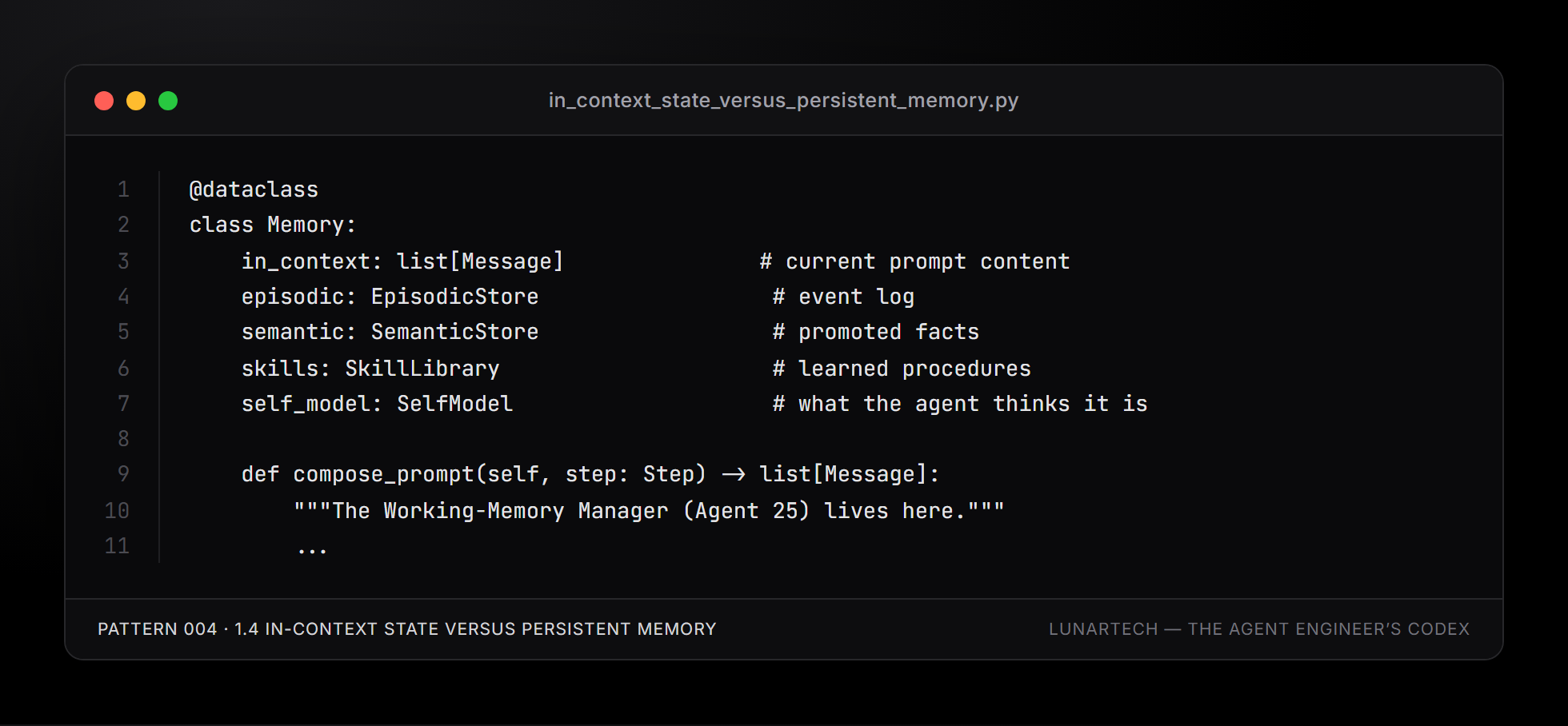 Pattern 004 — 1.4 In-context state versus persistent memory