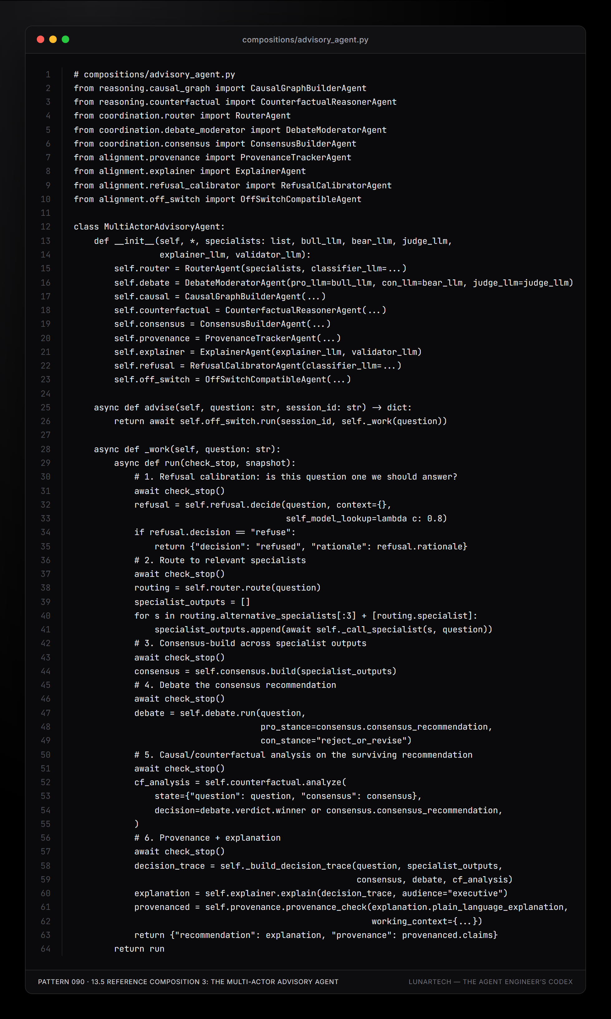 Pattern 090 — 13.5 Reference composition 3: The Multi-Actor Advisory Agent
