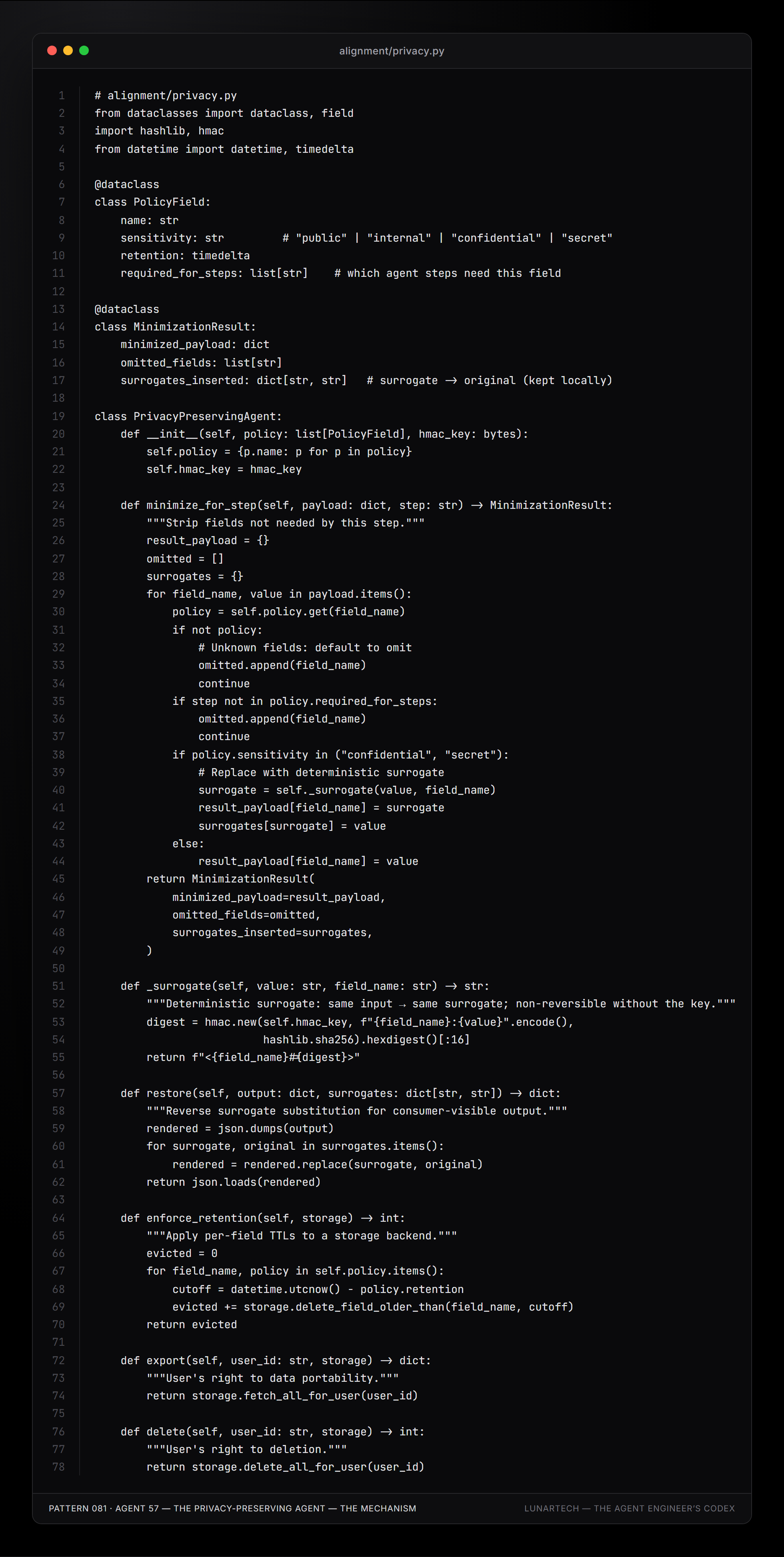 Pattern 081 — Agent 57 — The Privacy-Preserving Agent — The Mechanism