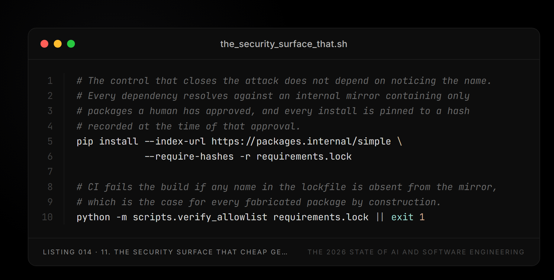 Listing 014 — the_security_surface_that.sh (11. The security surface that cheap generation creates)