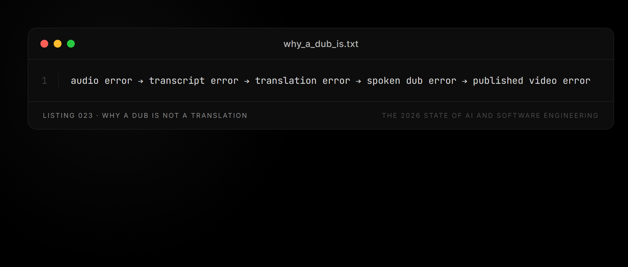 Listing 023 — why_a_dub_is.txt (Why a dub is not a translation)