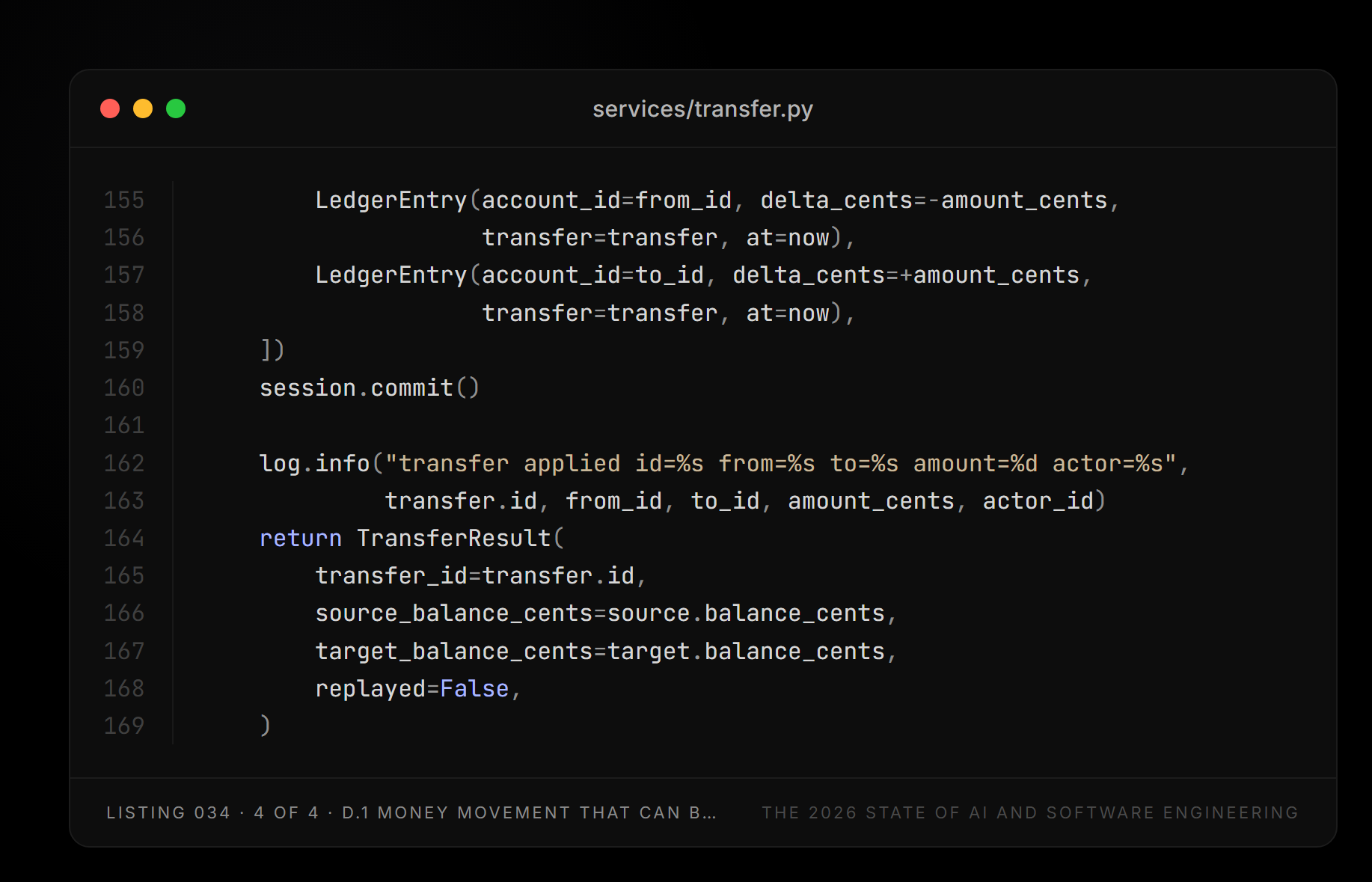 Listing 034, part 4 of 4 — services/transfer.py (D.1 Money movement that can be depended on)