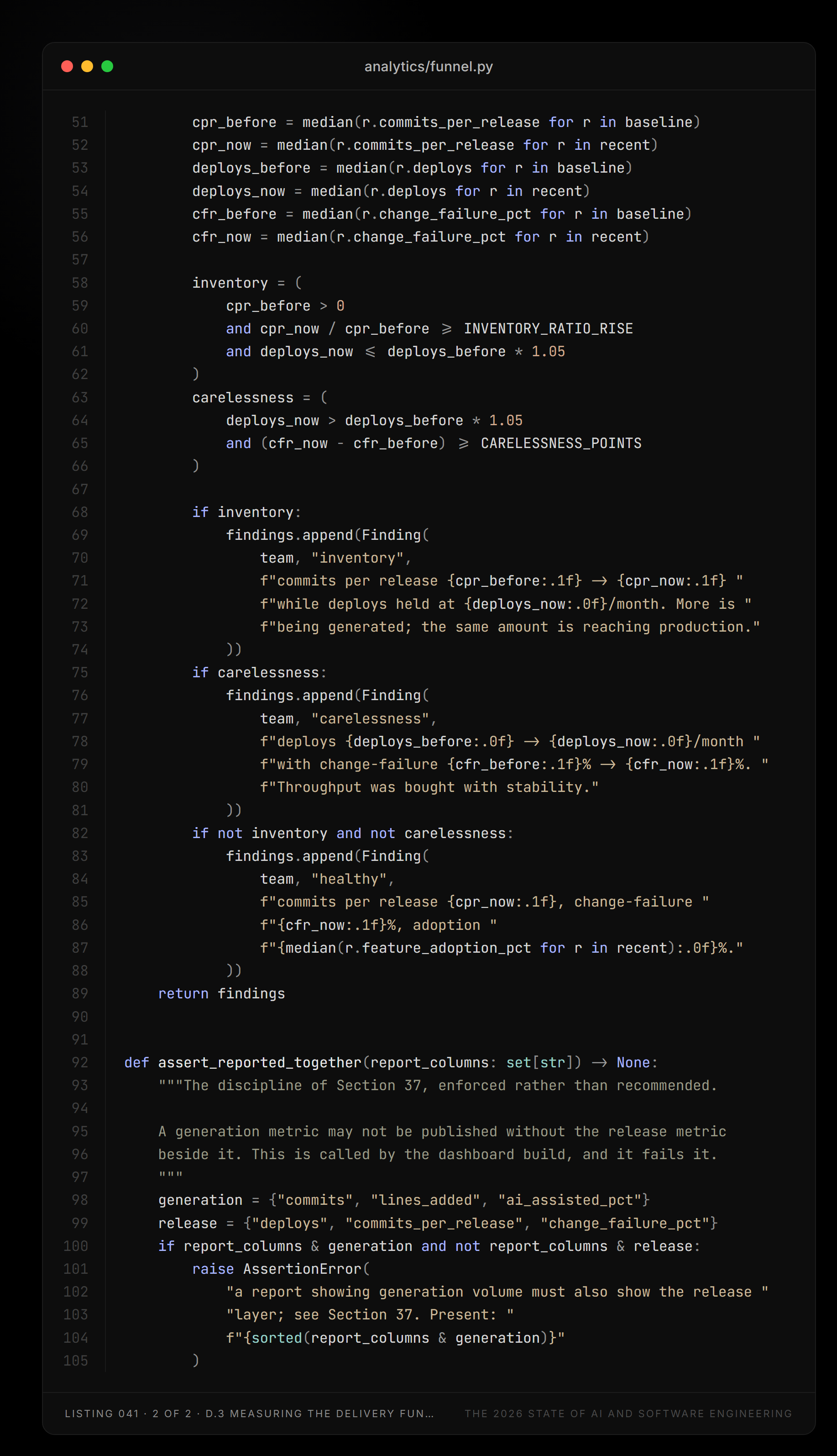 Listing 041, part 2 of 2 — analytics/funnel.py (D.3 Measuring the delivery funnel)