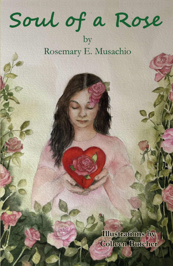 Cover of Soul of a Rose. Illustration of a woman surrounded by roses.