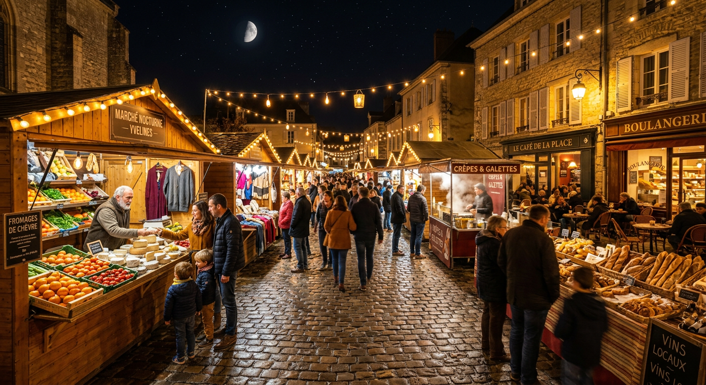 Le marché nocturne vous attend le 10 avril (illustration Infosyvelines)