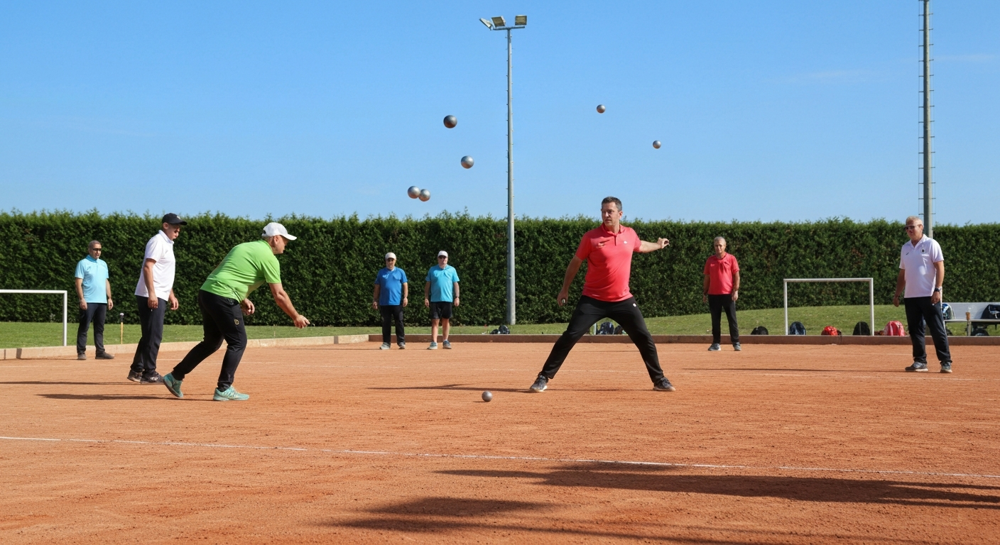 Compétition de pétanque à Aubergenville lors de l'International de Paris Pétanque, mai 2026