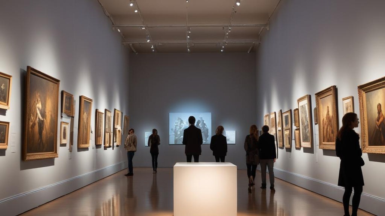Musée ouvert la nuit pour la Nuit européenne des musées, visiteurs dans une galerie illuminée, Yvelines 2026