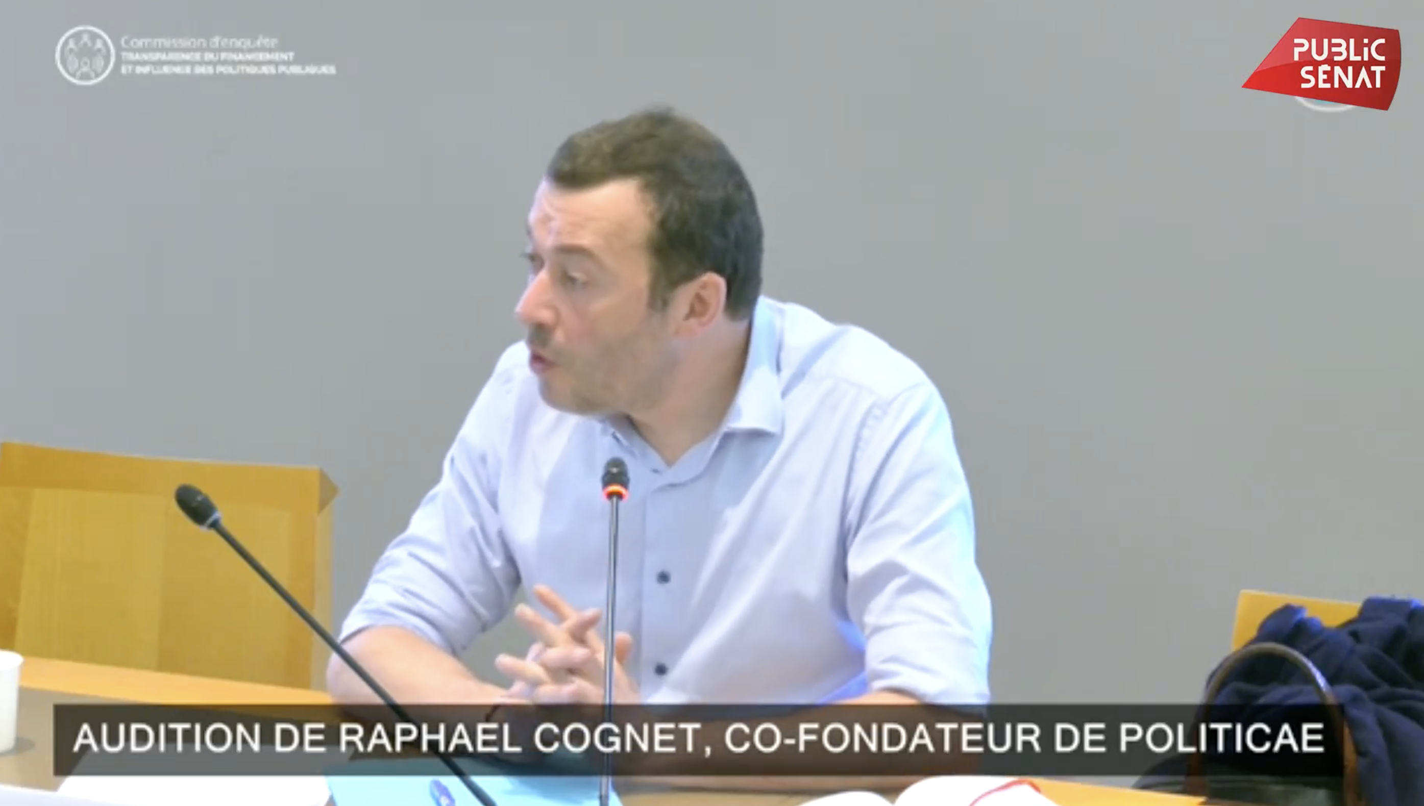 L'ex-maire de Mantes-la-Jolie Rapaël Cognet a admis le financement de son entreprise par le milliardaire d'extrême-droite Pierre-Édouard Sterin (capture d'écran Public Sénat)