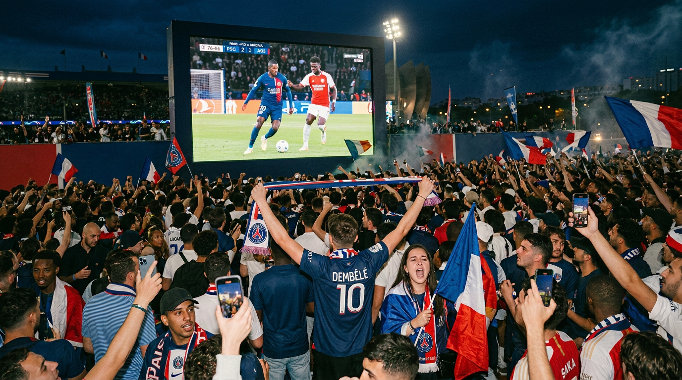 9 villes des Yvelines organisent la retransmission de la rencontre du PSG, n club intimement lié l'histoire de Saint-Germain-en-Laye désormais installé à Poissy.