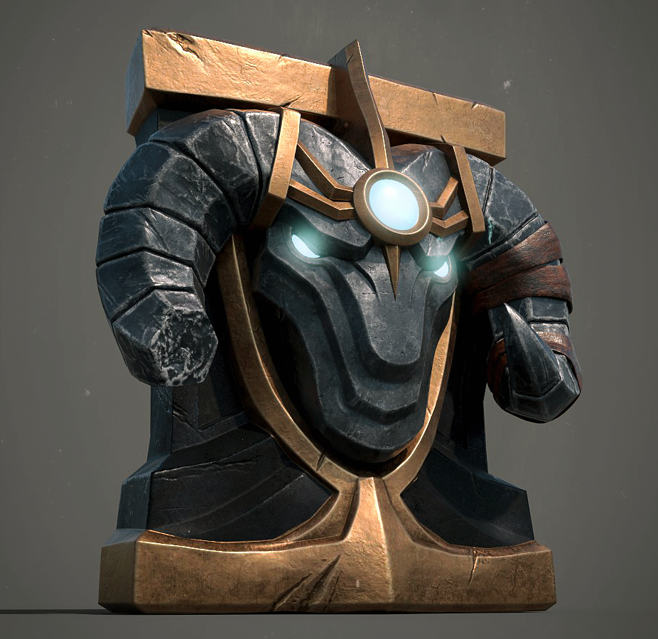 A 3D render of a black and golden sci-fi costume