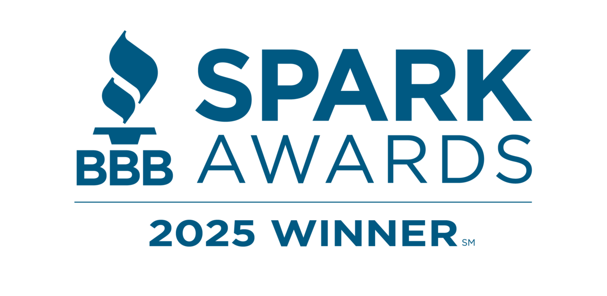 BBB Spark awards logo in blue with 2025 winner for D&R Tire & Auto