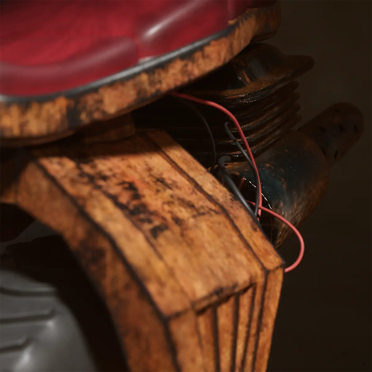 Detail shot of mad max inspired unicycle
