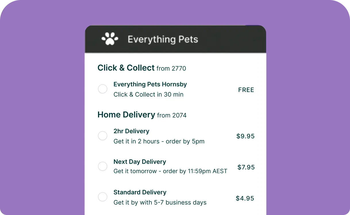 Click & collect or home delivery options