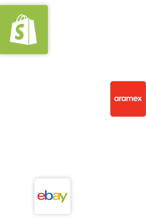 Shopify, Aramex and Ebay Logo