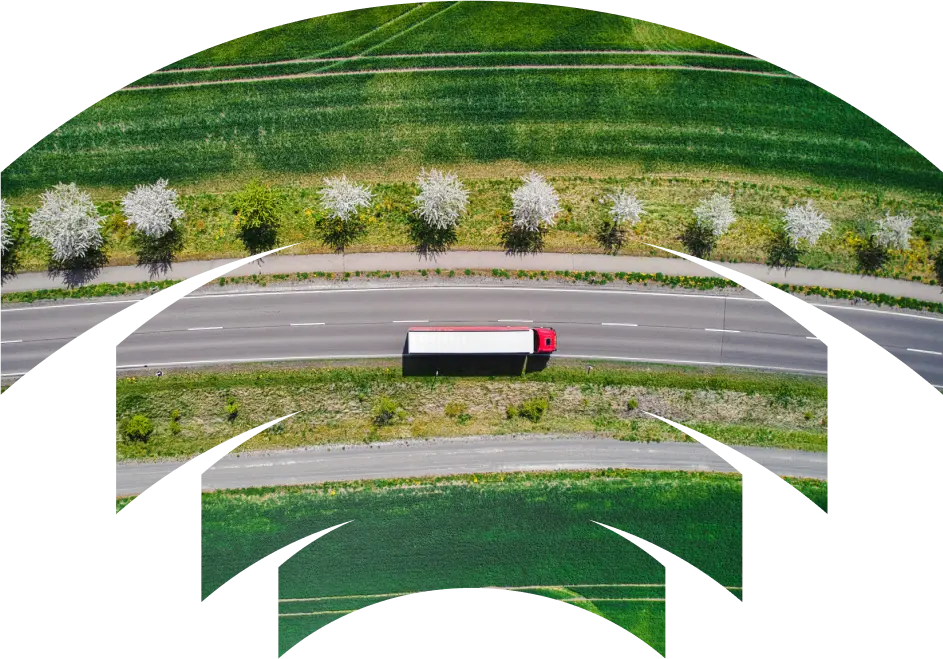 truck driving down road