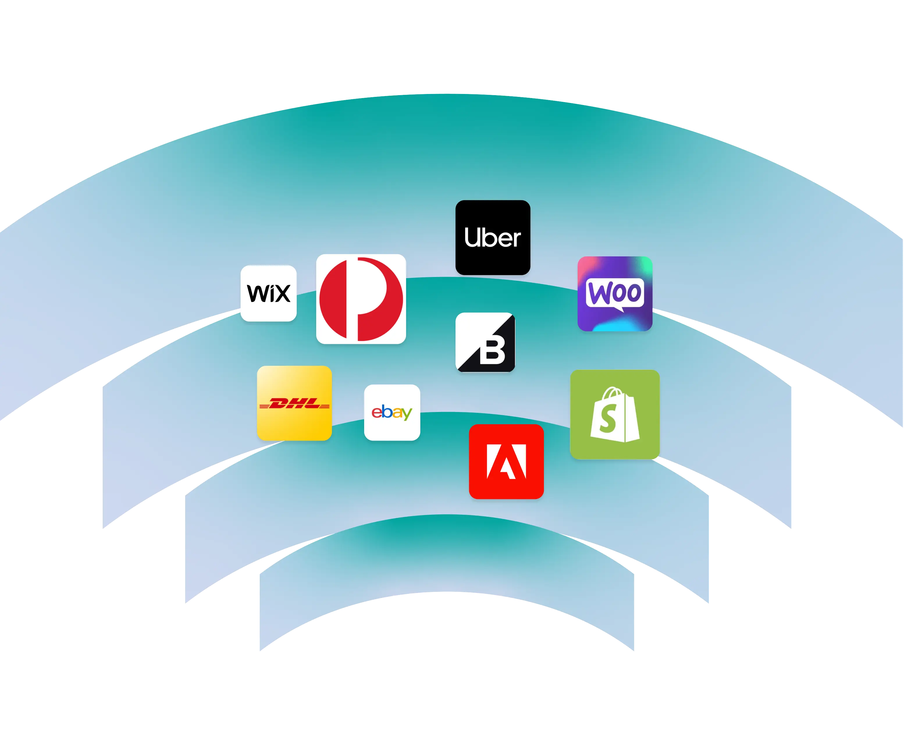 Fan gradient display of company logo's