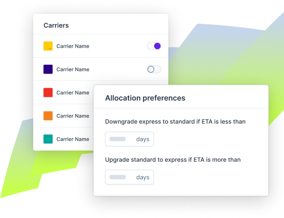 A user interface for managing carriers and setting allocation preferences