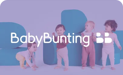 BabyBunting Logo with children in the background