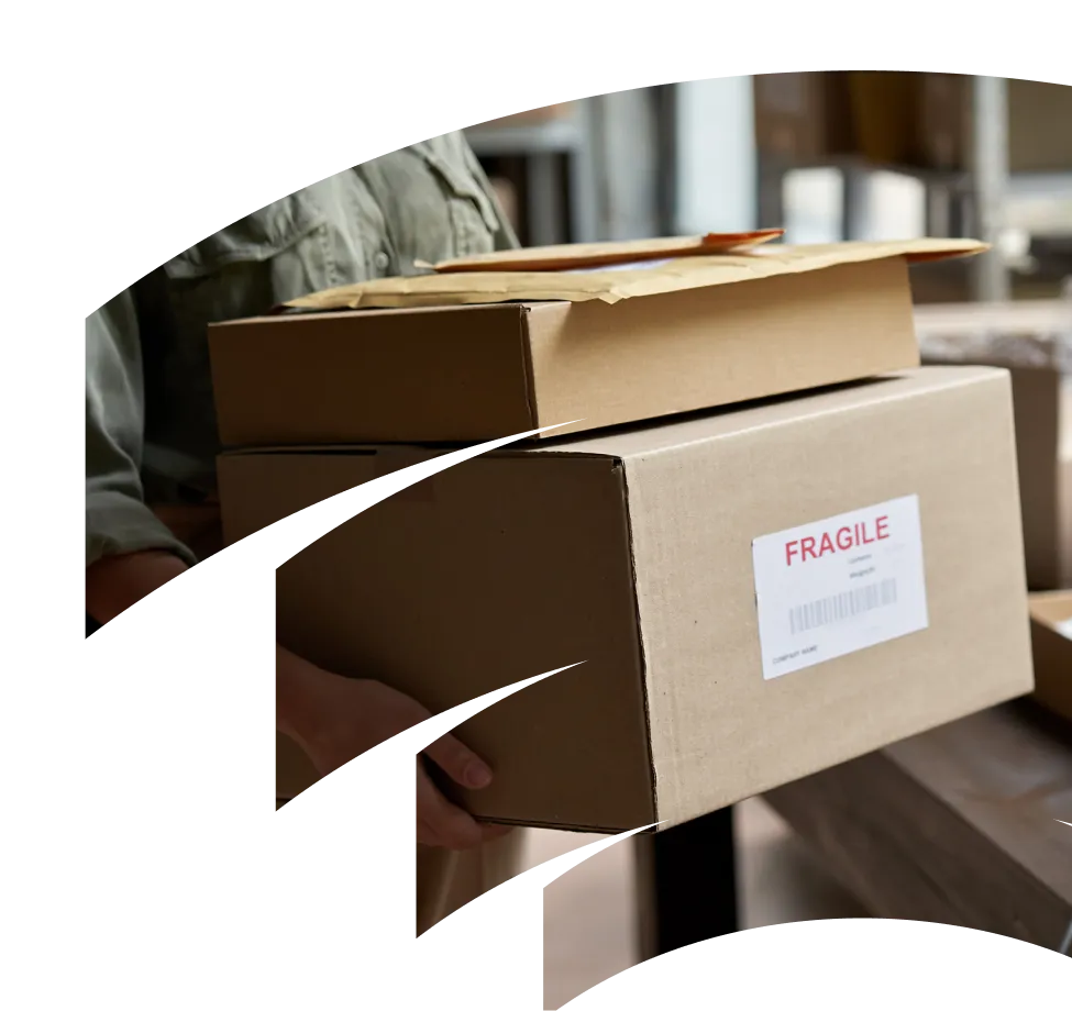 Delivery driver carrying boxes