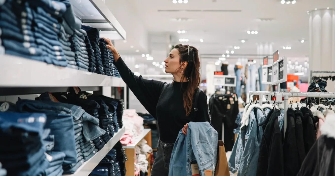 Woman shopping for jeans