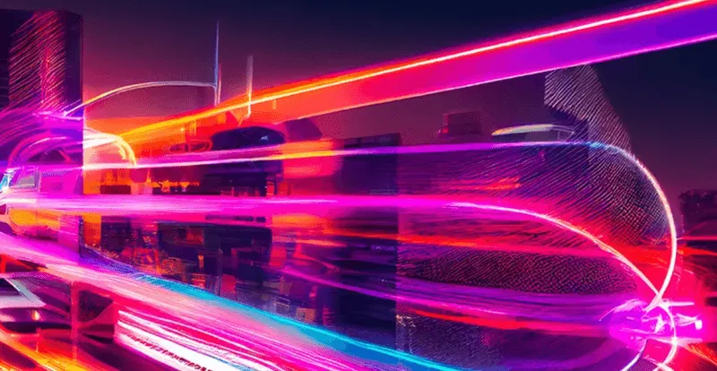 Neon lights over a city