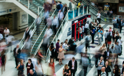 A busy transit hub during peak season