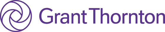 Grant Thornton logo with the company name in dark purple text and an abstract yellow circular design to the right.